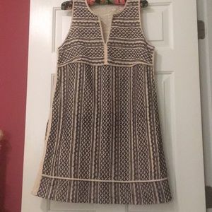 Black and Creme Embroidered Madewell Dress